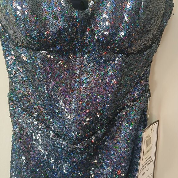 B. Darlin Jrs Sz 1/2 Sequin‎ Sweetheart Mini Dress Blue Zipper Sleeveless Lined - Picture 4 of 16
